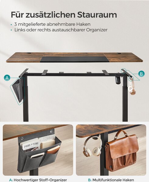 SONGMICS Elektricky výškovo nastaviteľný stôl 160 x 70 cm