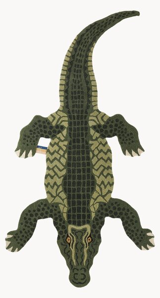 Ručne všívaný vlnený koberec's vysokým vlasom Coolio Crocodile