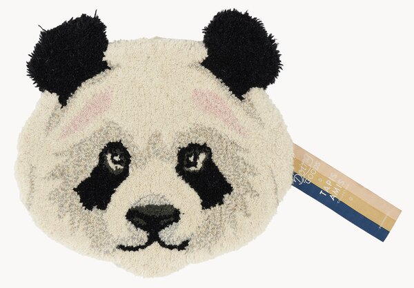 Malý ručne všívaný vlnený koberec's vysokým vlasom Plumpy Panda