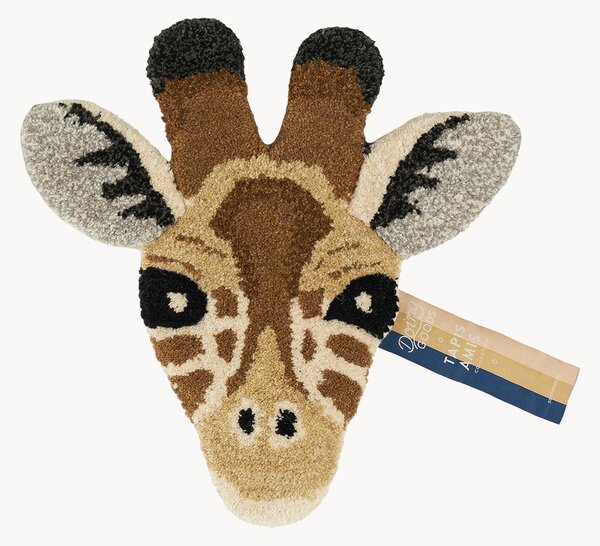 Malý ručne všívaný vlnený koberec's vysokým vlasom Gimpy Giraffe