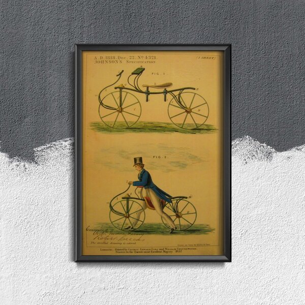 Poster na stenu Poster na stenu Retro potlač bicykla Velocipede Johnson