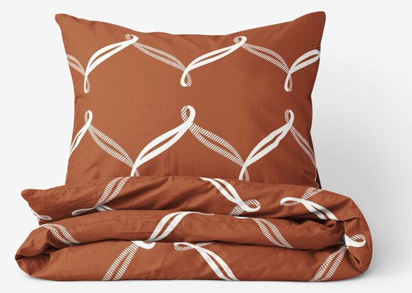Goldea bavlnené posteľné obliečky deluxe - dizajnové laná na škoricovom 200 x 200 a 2ks 70 x 90 cm