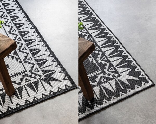 ELLE Decoration , Kusový koberec Gemini 106019 Black z kolekcie Elle – na von aj na doma, 80x150, čiernobiela, chodba / predsieň