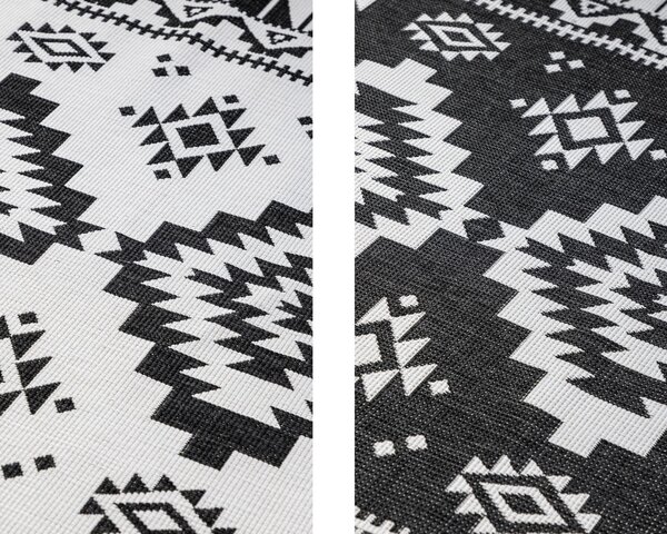 ELLE Decoration , Kusový koberec Gemini 106019 Black z kolekcie Elle – na von aj na doma, 80x150, čiernobiela, chodba / predsieň