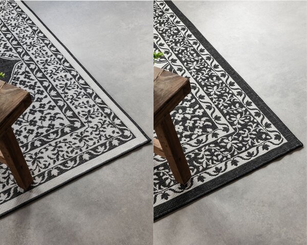 ELLE Decoration , Kusový koberec Gemini 106024 Black z kolekcie Elle – na von aj na doma, 160x230, čiernobiela, chodba / predsieň