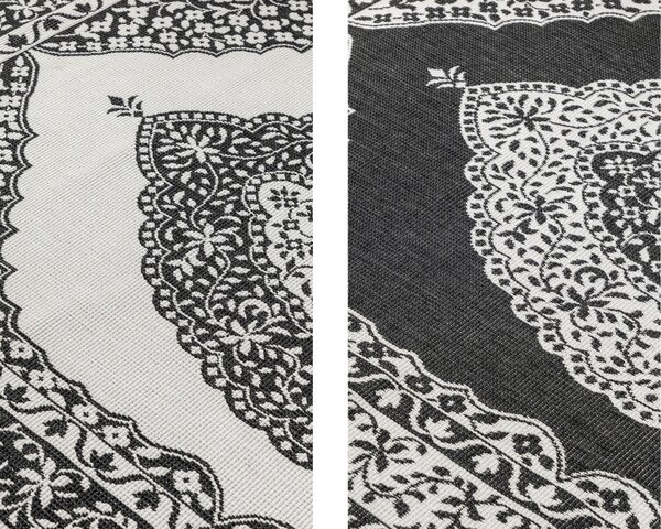 ELLE Decoration , Kusový koberec Gemini 106024 Black z kolekcie Elle – na von aj na doma, 160x230, čiernobiela, chodba / predsieň