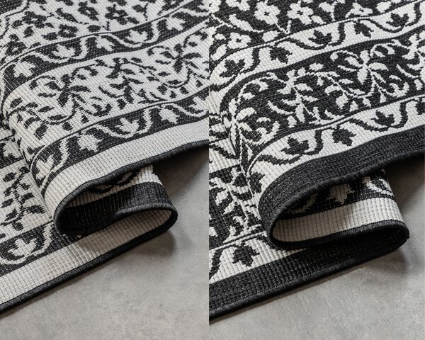 ELLE Decoration , Kusový koberec Gemini 106024 Black z kolekcie Elle – na von aj na doma, 160x230, čiernobiela, chodba / predsieň