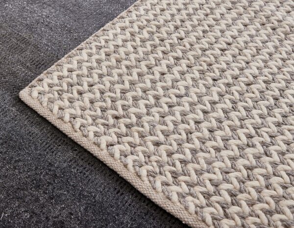 Diamond Carpets India , Ručne viazaný kusový koberec Fusilli DE 9415 White Mix, 80x150, biela, obývacia izba
