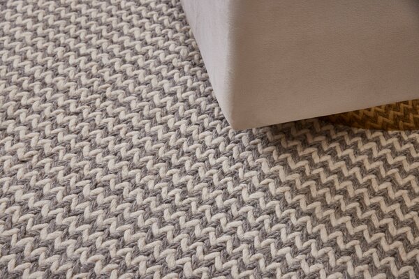 Diamond Carpets India , Ručne viazaný kusový koberec Fusilli DE 9415 White Mix, 80x150, biela, obývacia izba