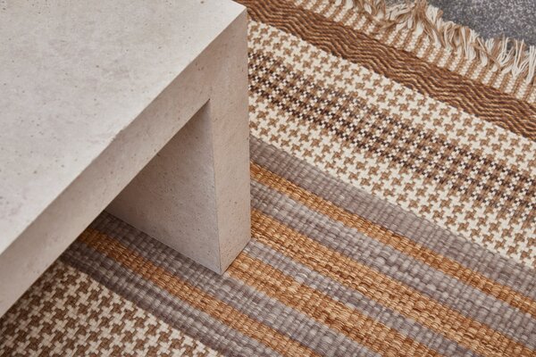 Diamond Carpets India , Ručne viazaný kusový koberec Houndstooth DESP HL89 Beige Mix, 80x150, béžová, hnedá, obývacia izba