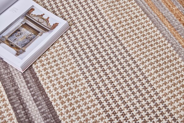 Diamond Carpets India , Ručne viazaný kusový koberec Houndstooth DESP HL89 Beige Mix, 80x150, béžová, hnedá, obývacia izba