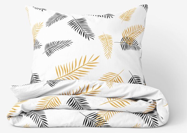 Goldea bavlnené posteľné obliečky - čierne a zlaté palmové listy 140 x 200 a 70 x 90 cm