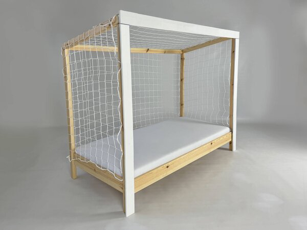 MJ Detská posteľ futbalová brána 90x200 -biela
