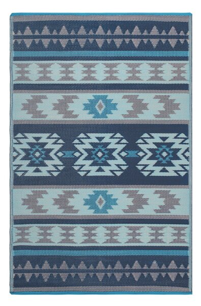 Modrý obojstranný vonkajší koberec z recyklovaného plastu Fab Hab Cusco Blue, 90 x 150 cm