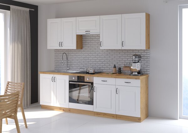 Moderná kuchyňa Luna 240 cm - dub artisan / biela matná