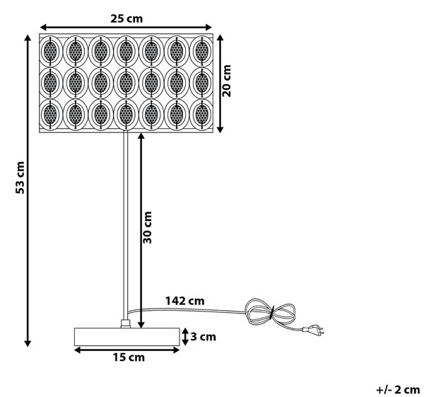 Stolná lampa strieborná výška 53 cm otvorené okrúhle tienidlo s akrylovými kryštálikmi elegantný dizajn