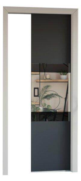 Posuvné dvere EVO LUMBA 70 + zárubňa dverí, 70x209,7, grafit/čierne sklo