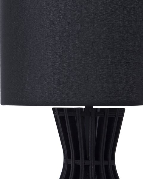 Stolná lampa čierne látkové tienidlo čierny podstavec súčasné moderné svietidlo