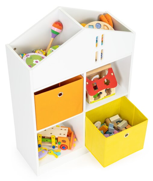 EcoToys Detská drevená knižnica domček - 2x úložný box