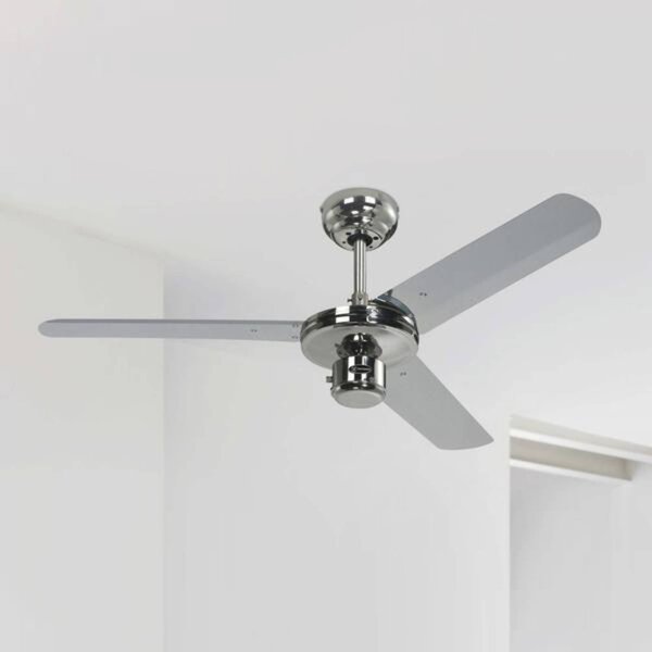 Stropný ventilátor Westinghouse Industrial, chrómový, tichý, 122 cm, Chrómová / strieborná, kov, Moderný