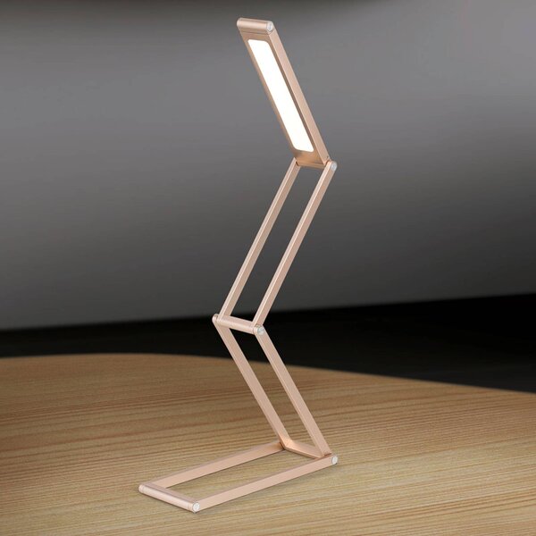 Dobíjacia stolová lampa Falto LED, zlatá farba, hliník, nastaviteľná, Mosadz / zlato, Obývacia izba / jedáleň, Hliník, Moderný, Stolová lampa
