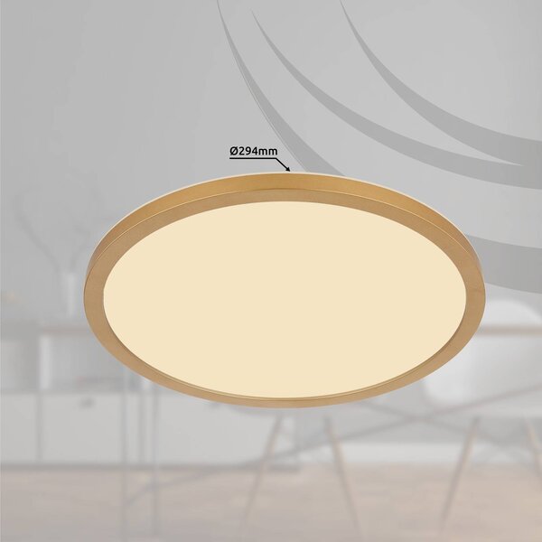 Stropné LED svetlo Sapana, Ø 29,5 cm mosadzná, Mosadz / zlato, Obývacia izba / jedáleň, Plast, Moderný, Závesné svietidlo