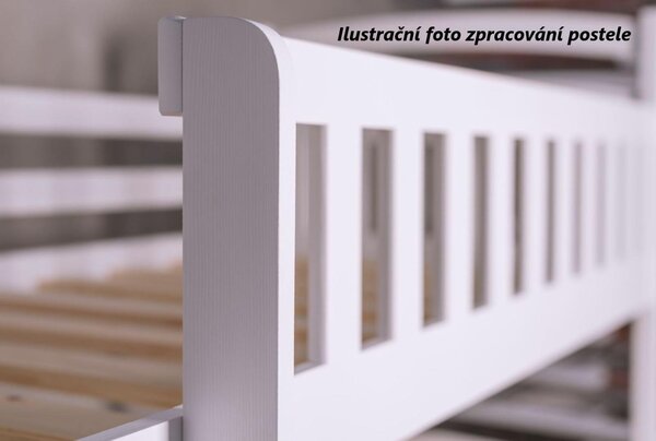 MAXMAX Detská poschodová posteľ z masívu borovice LEGEND PLUS so šuplíkmi - 200x90 cm - BIELA