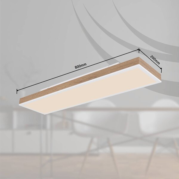 LED stropné svietidlo Doro, dĺžka 80 cm, tmavé drevo,, Tmavé drevo, Obývacia izba / jedáleň, Drevo, Moderný, Stropné svetlo