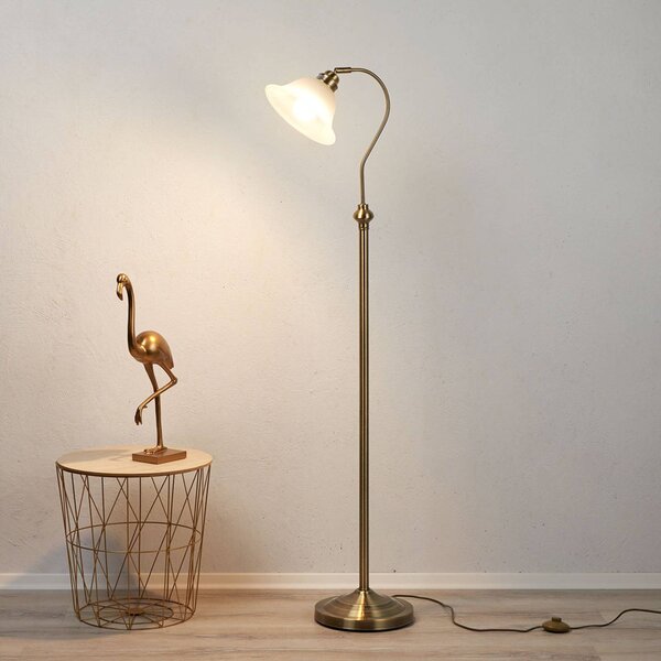 Stojacia lampa Bjane, starožitná mosadz, Hnedá / staromosadz, Obývacia izba / jedáleň, kov, Moderný, Stolová lampa