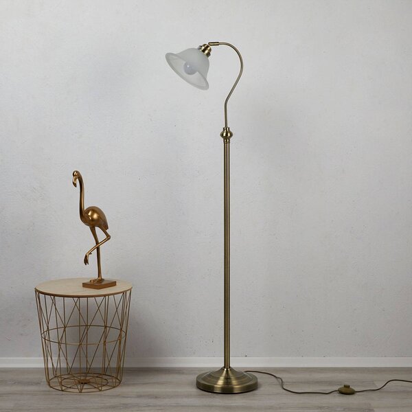 Stojacia lampa Bjane, starožitná mosadz, Hnedá / staromosadz, Obývacia izba / jedáleň, kov, Moderný, Stolová lampa