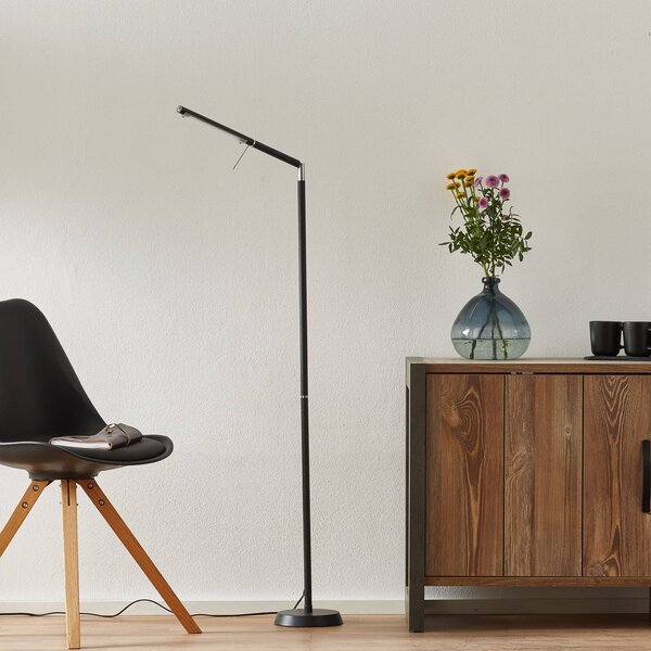 LED stojacia lampa Filigran, čierna, stmievateľná, nastaviteľná, Čierna, Obývacia izba / jedáleň, kov, Moderný, Stolová lampa