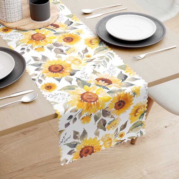 Goldea behúň na stôl teflónový - kvety slnečnice 35x120 cm