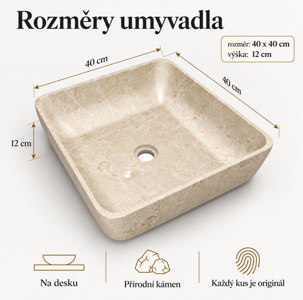 Umývadlo z prírodného kameňa Tantum Cream
