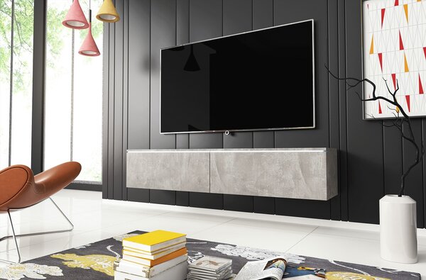 AKCIA - Závesný TV stolík Lowboard D 140 - betón smart
