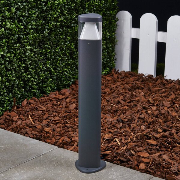 Lucande LED podlahové svietidlo Milou, výška 50 cm, antracitová farba, hliník, Čierna, Hliník, Moderný, Vonkajčie stĺpové osvetlenie