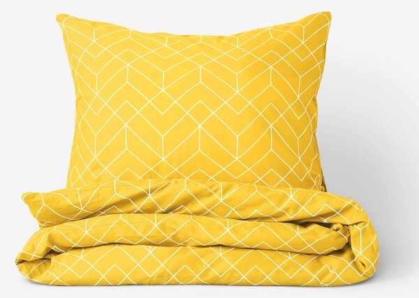 Goldea bavlnené posteľné obliečky - mozaika na žltom 140 x 220 a 70 x 90 cm
