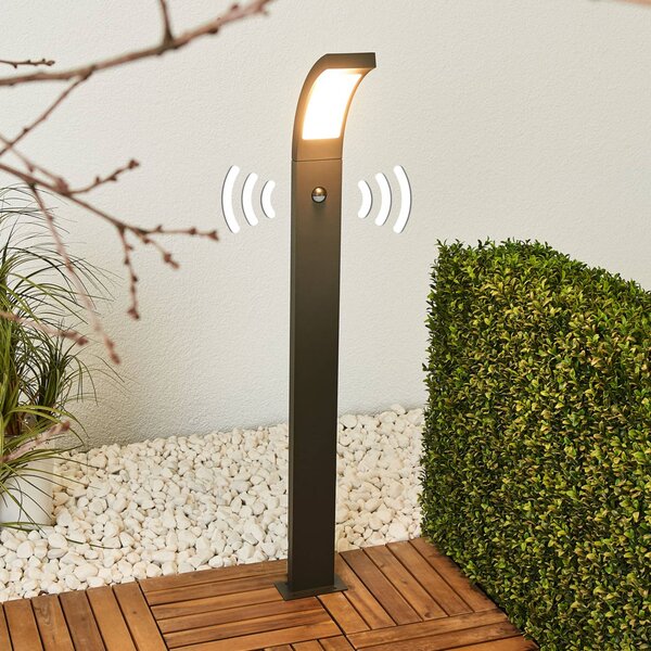 Lucande LED svetlo na chodník Juvia, 100 cm, detektor pohybu, IP54, Čierna, Hliník, Moderný, Osvetlenie príjazdovej cesty