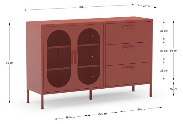 Komoda v tehlovej farbe 140x90 cm Diora – Marckeric