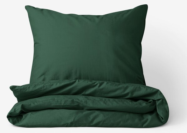 Goldea bavlnené posteľné obliečky - tmavo zelené 140 x 200 a 70 x 90 cm