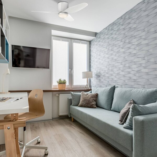 Westinghouse Stropný ventilátor LED Carla, tichý, 117 cm, biely, Biela / opálová, Obývacia izba / jedáleň, Plast, Moderný