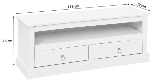 TV DIEL, borovica, biela, 118/45/39 cm MID.YOU - Online Only drobný nábytok, Online Only