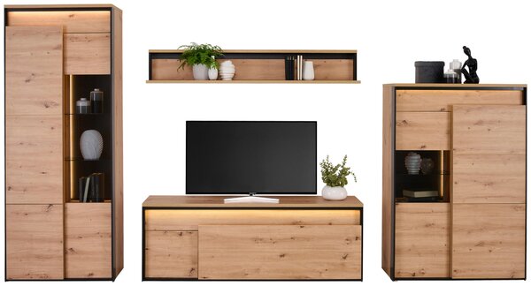 SKRINKA POD TV, čierna, dub artisan, 155/55/41 cm Hom`in - Komody