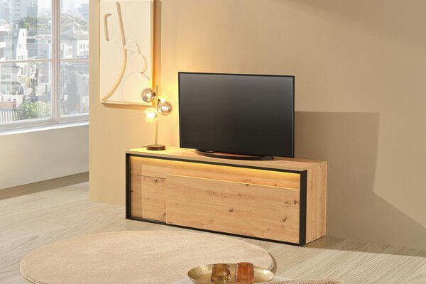 SKRINKA POD TV, čierna, dub artisan, 155/55/41 cm Hom`in - Komody