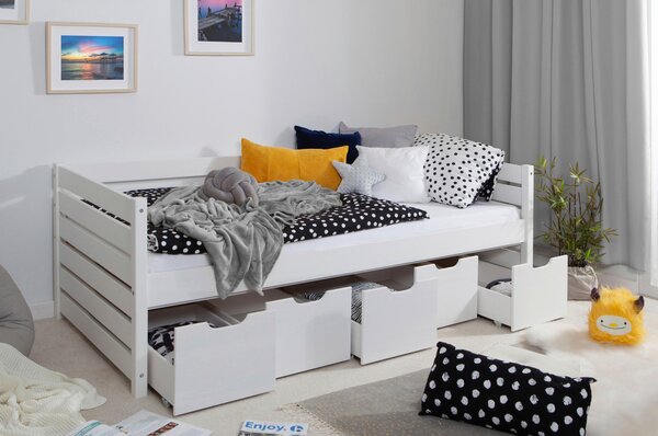 POSTEĽ S ÚLOŽNÝM PRIESTOROM, 100/200 cm biela MID.YOU - Detské izby, Online Only