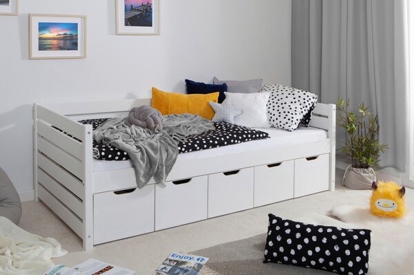 POSTEĽ S ÚLOŽNÝM PRIESTOROM, 100/200 cm biela MID.YOU - Detské izby, Online Only