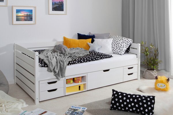 POSTEĽ S ÚLOŽNÝM PRIESTOROM, 100/200 cm biela MID.YOU - Detské izby, Online Only