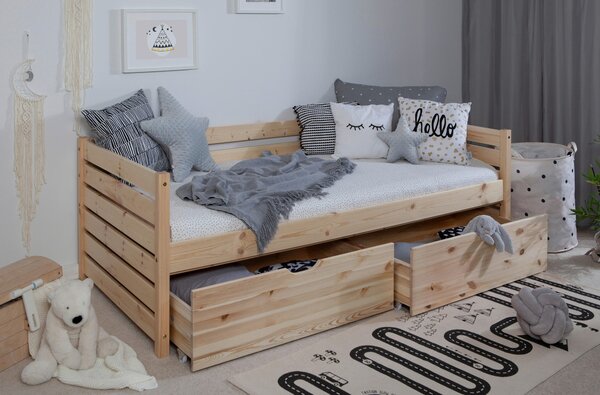POSTEĽ S ÚLOŽNÝM PRIESTOROM, 90/200 cm prírodná farba MID.YOU - Detské izby, Online Only