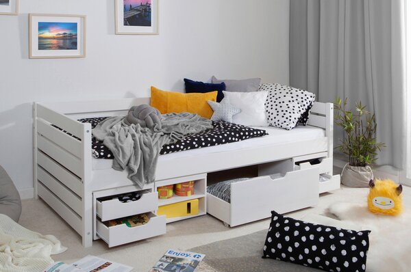 POSTEĽ S ÚLOŽNÝM PRIESTOROM, 90/200 cm biela MID.YOU - Detské izby, Online Only