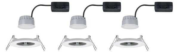 Paulmann LED zapustený spot Nova Coin 3 biely okrúhly stmievateľný, Biela / opálová, Chodba, Hliník, Moderný, Zapustené stropné svietidlo