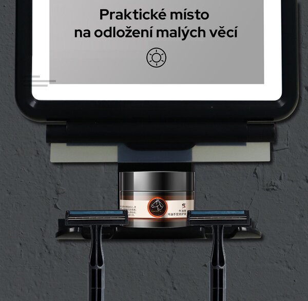 Bezdoteku Sprchové LED zrkadlo na holenie s držiakom nehmliace